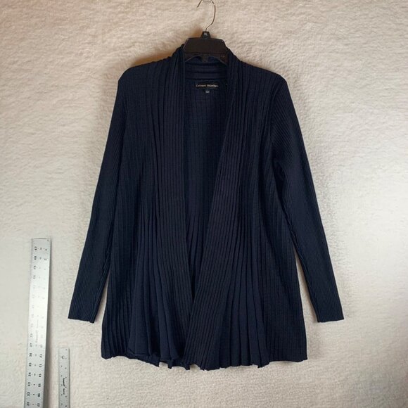 Catherine Malandrino Women's Blue Long Sleeve Pleated Knit Cardigan Size L 9171 - Picture 1 of 10